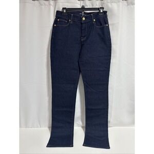 Woman's 7 For all‎ Mankind Straight Leg Blue Jeans Dark Wash Size 29 Stretch